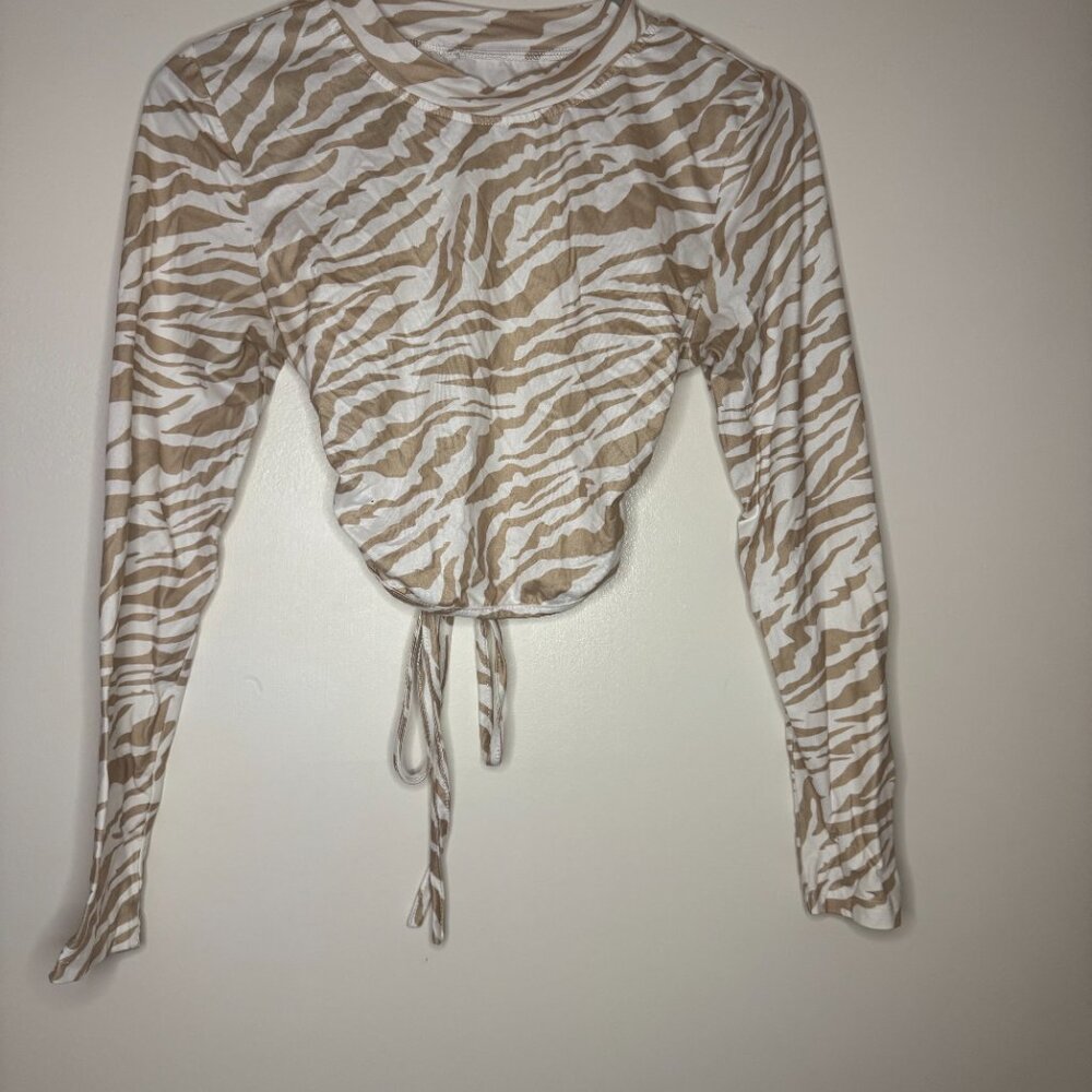 Open Back tan and zebra shirt